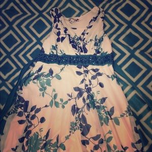Blue and white floral dress